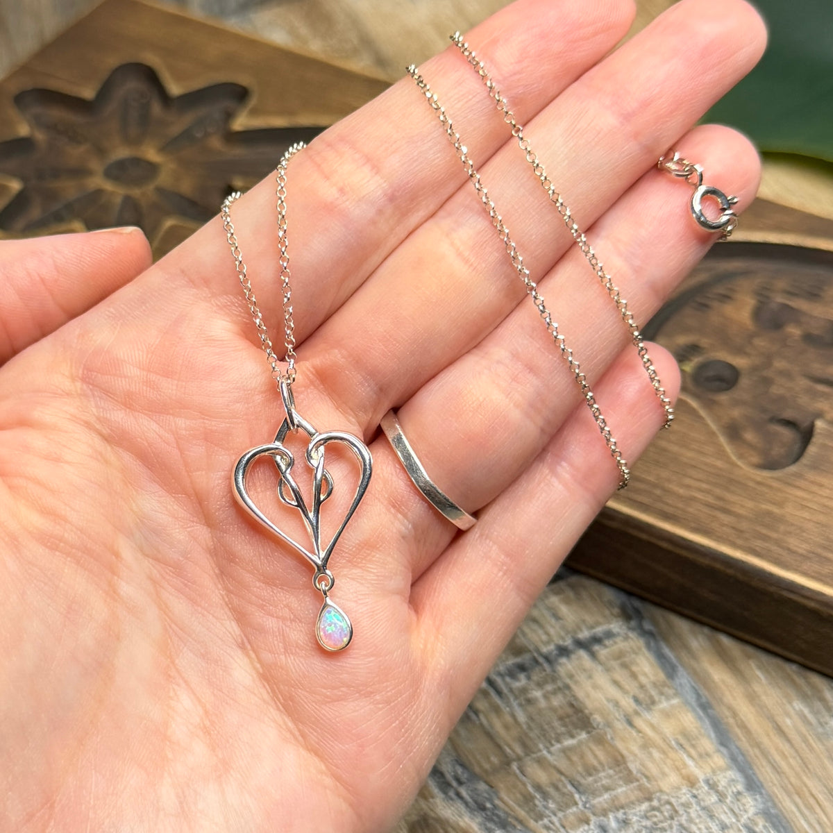 Whimsy Sterling Silver Statement Opal Drop Pendant Necklace