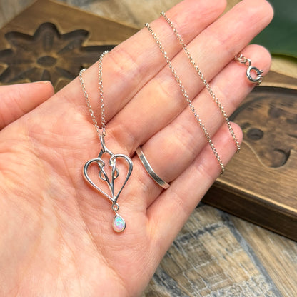Whimsy Sterling Silver Statement Opal Drop Pendant Necklace