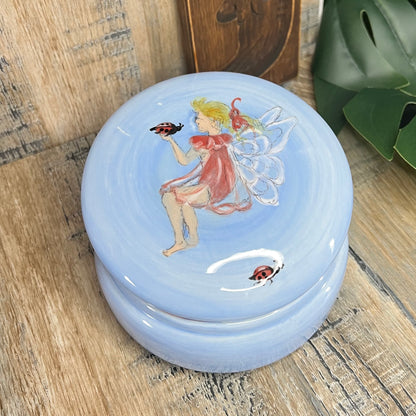 Whimsy Handmade Fairy / Insect Ceramic Keepsake Trinket Box