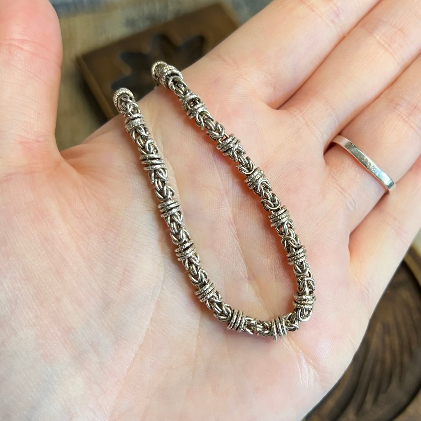 Sterling Silver Byzantine Weave Bracelet 7 1/2 Length