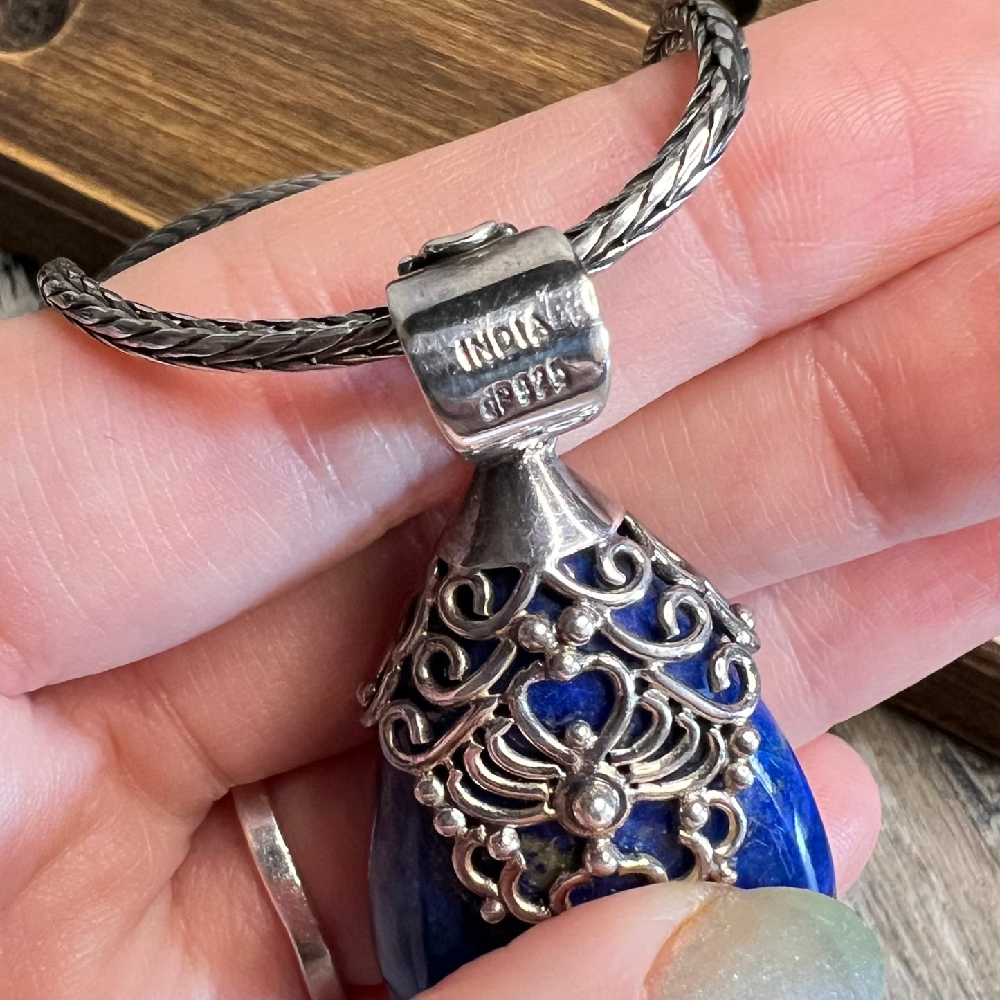 Designer Sterling Silver Chunky Doug Paulus Lapis with Citrine Pendant Necklace