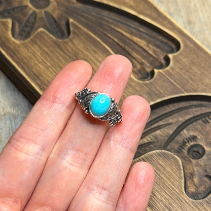 Carolyn Pollack Relios Southwestern Sterling Silver Turquoise Ornate Ring Different Sizes