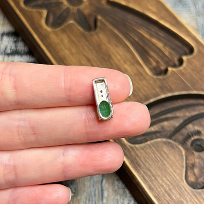 Delicate Sterling Silver Miniature Jade Pendant Charm