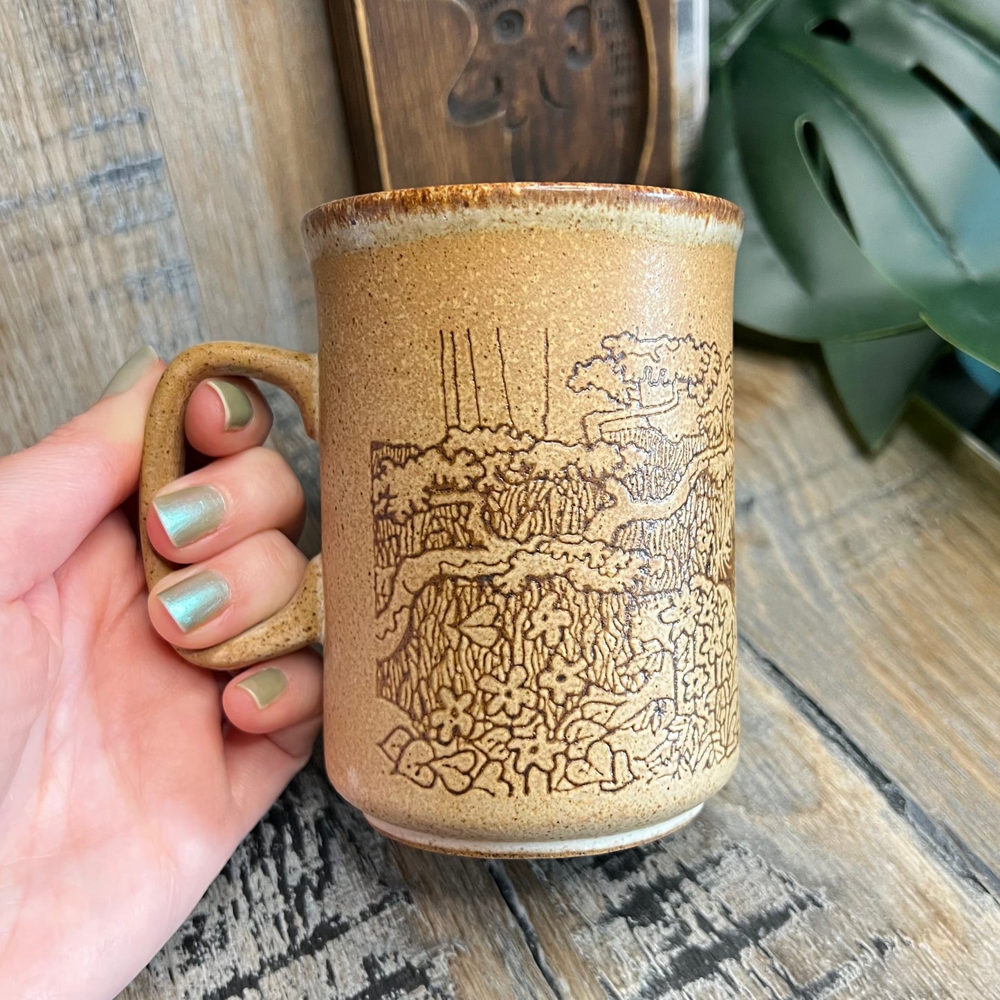 Vintage Dunoon Speckled Stoneware Badger Woodland Made in Scotland Mug