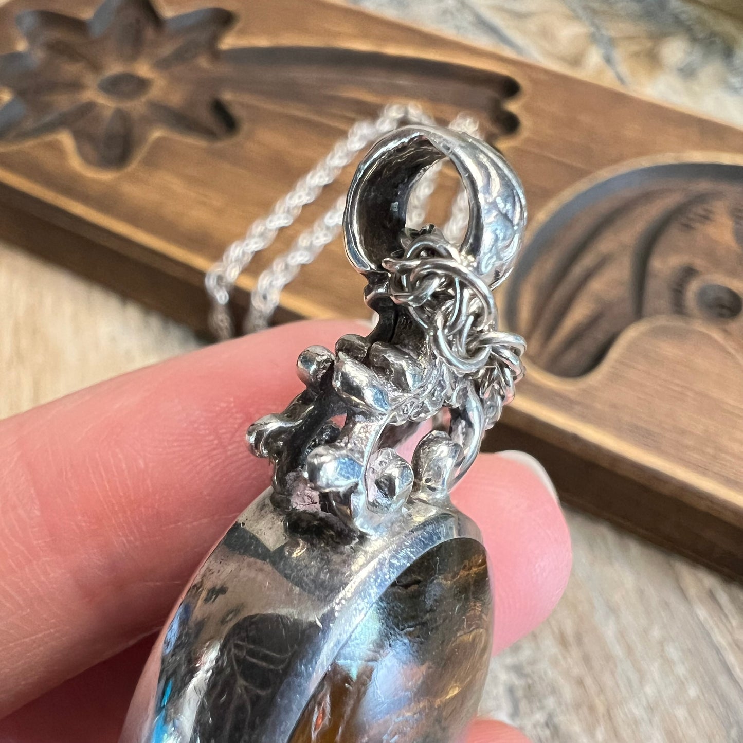 Vintage David Scott Walker Sheffield 1985 Hallmark Heavy Double Fob Pendant Necklace