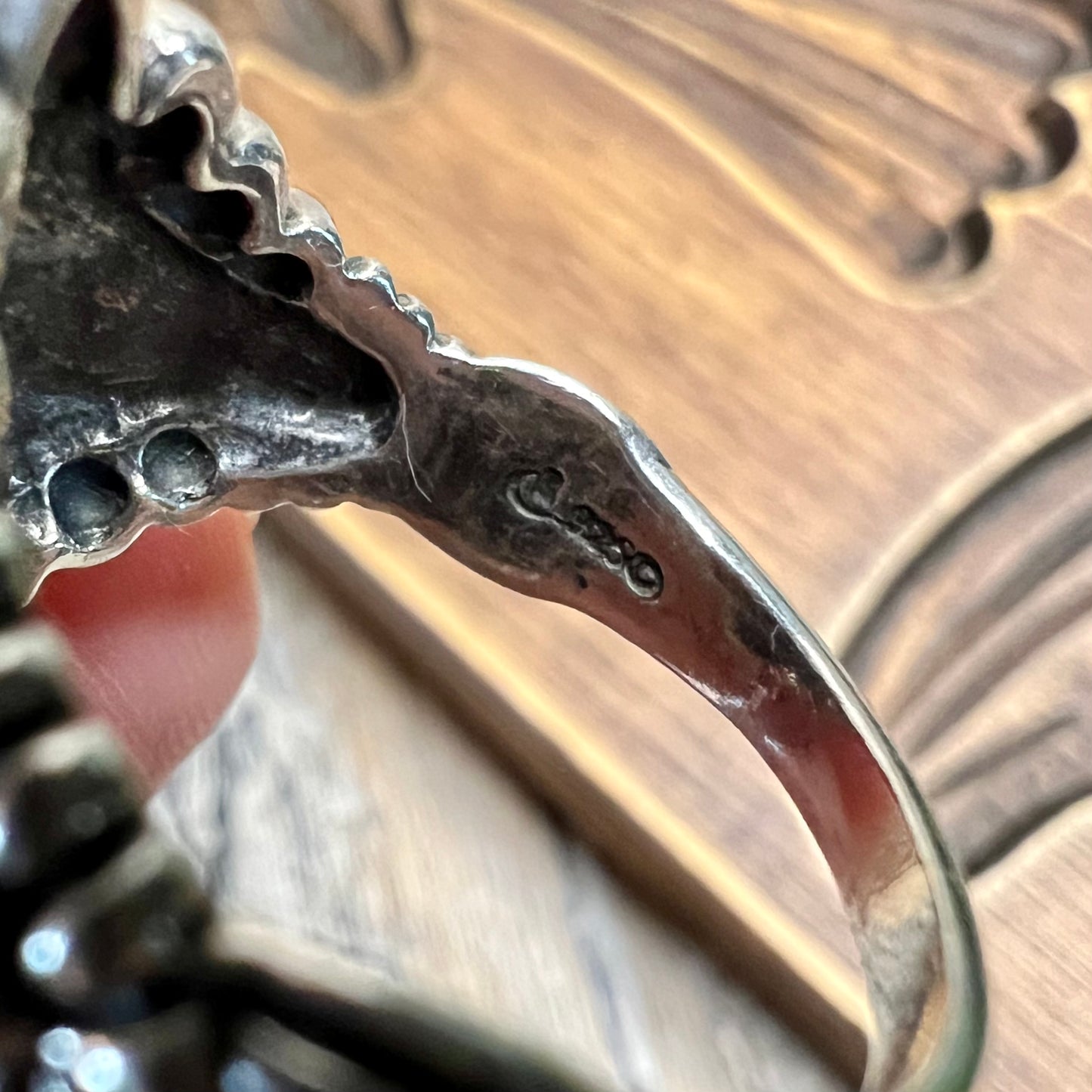 Carolyn Pollack Relios Southwestern Marquise Ornate Sterling Silver Charoite Ring Size Q