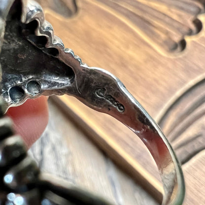 Carolyn Pollack Relios Southwestern Marquise Ornate Sterling Silver Charoite Ring Size Q
