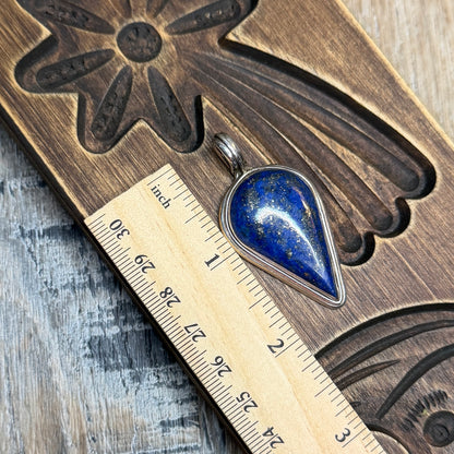 Chunky Sterling Silver Artisan Lapis Lazuli Teardrop Pendant