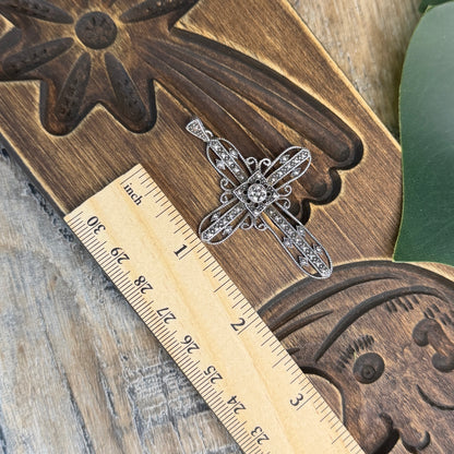 Dreamy Victorian Revival Sterling Silver Detailed Cross Pendant