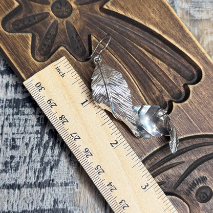 Beautiful Solid Sterling Silver Designer Feather Earrings
