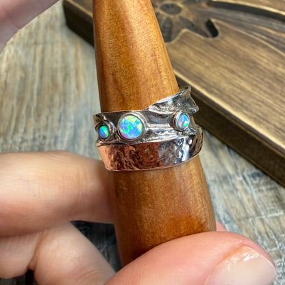 Dreamy Designer Didae Shablool Rose Gold / Sterling Silver Opal Ring size Q 1/2