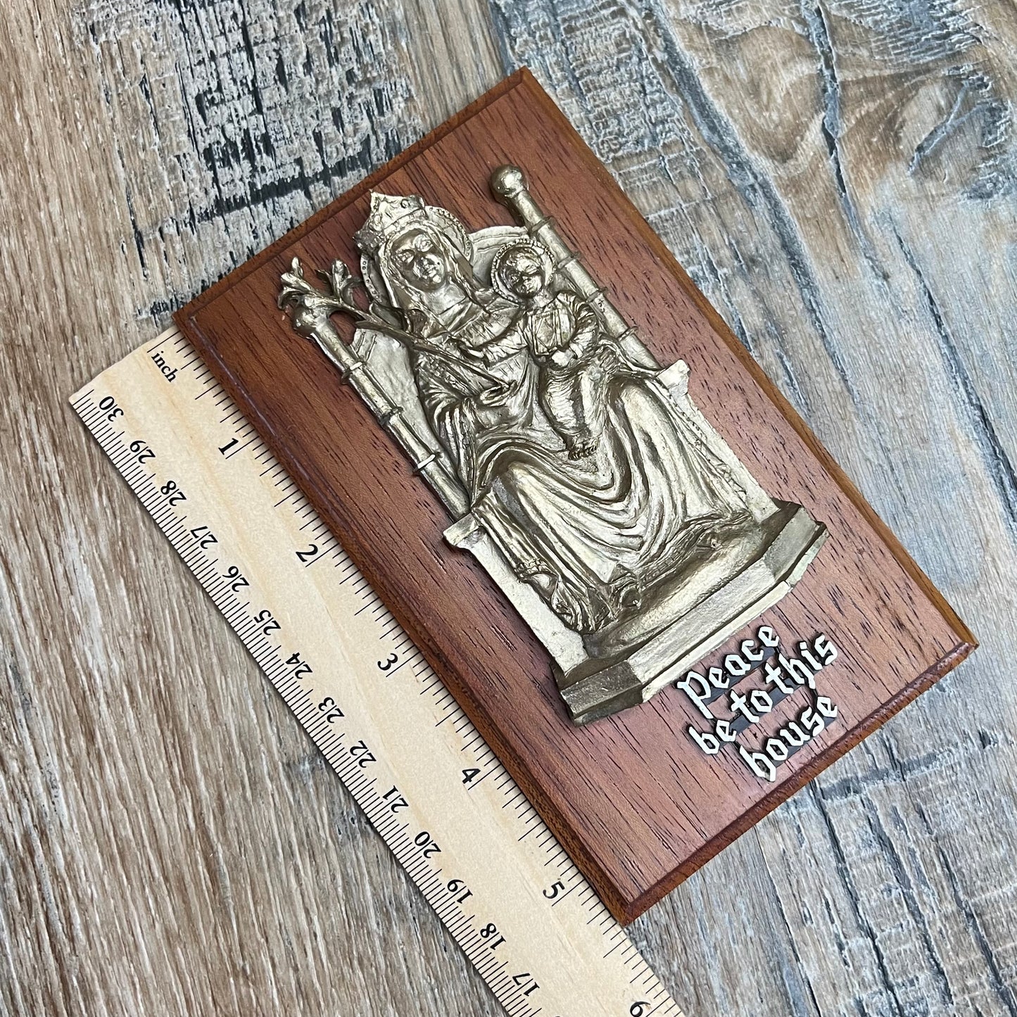 Vintage Religious Our Lady Walsingham ‘Peace Be To This House’ Wall Plaque Altar Curio