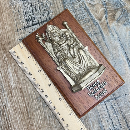 Vintage Religious Our Lady Walsingham ‘Peace Be To This House’ Wall Plaque Altar Curio