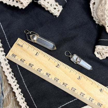 Magical Sterling Silver Clear Quartz Crystal Wand Pendants