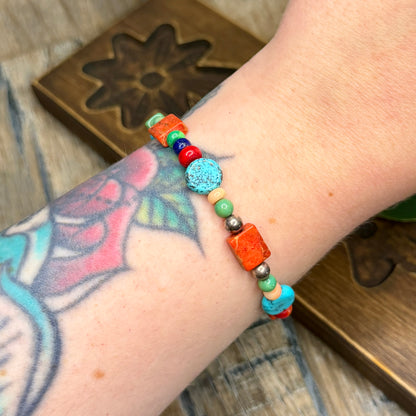 Carolyn Pollack Relios Southwestern Sterling Silver Multi Gemstone Beaded Bracelet