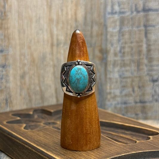 Carolyn Pollack Relios Southwestern Large Sterling Silver Turquoise Ring size L