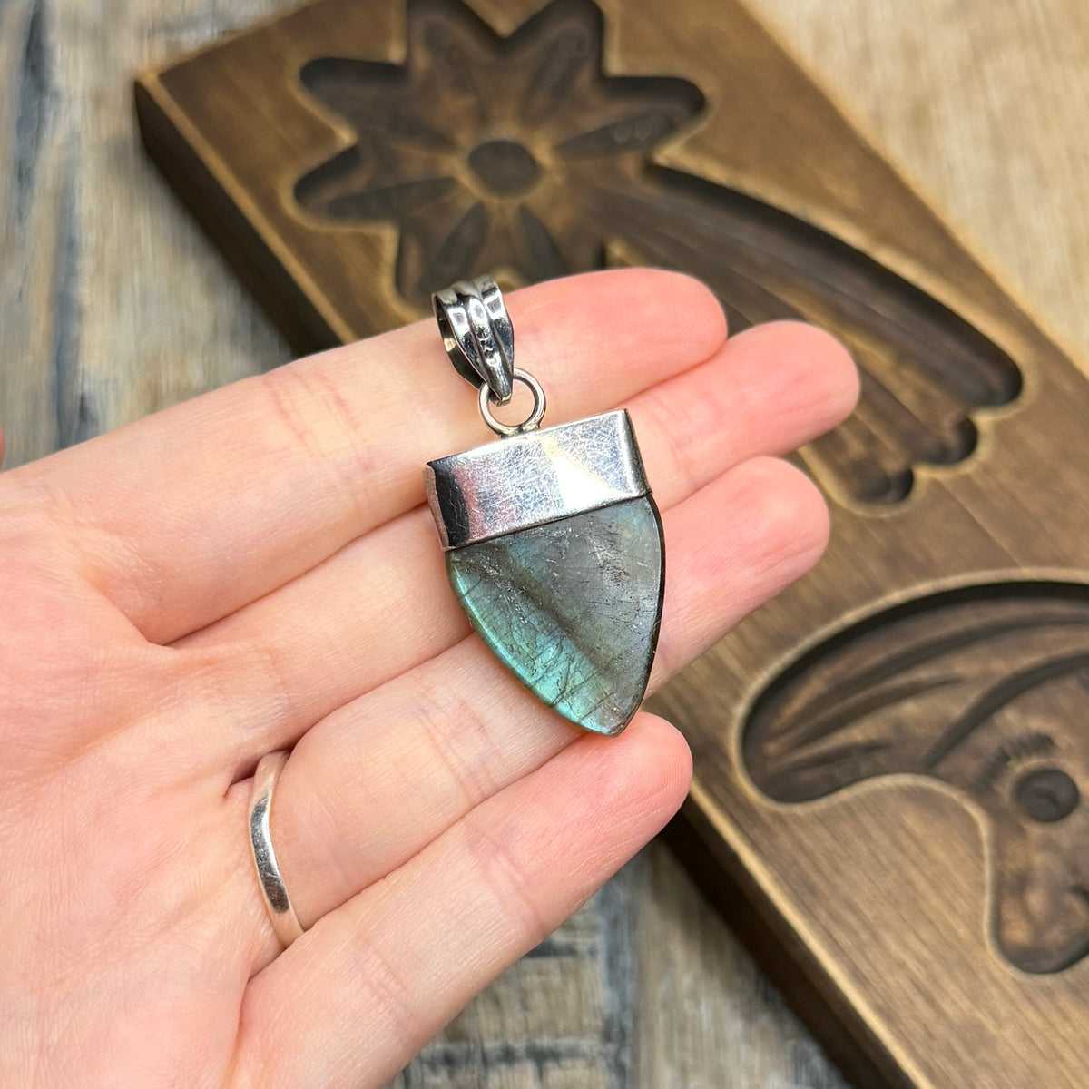 Whimsy Sterling Silver Flashy Labradorite Blue Topaz Drop Pendant