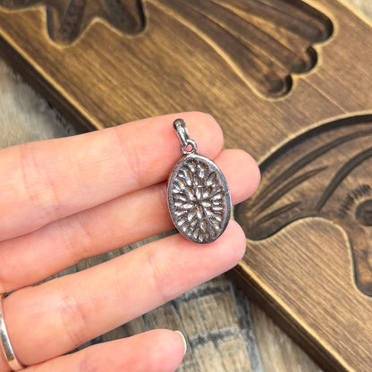 Dreamy Sterling Silver Red Agate Ornate Backed Pendant