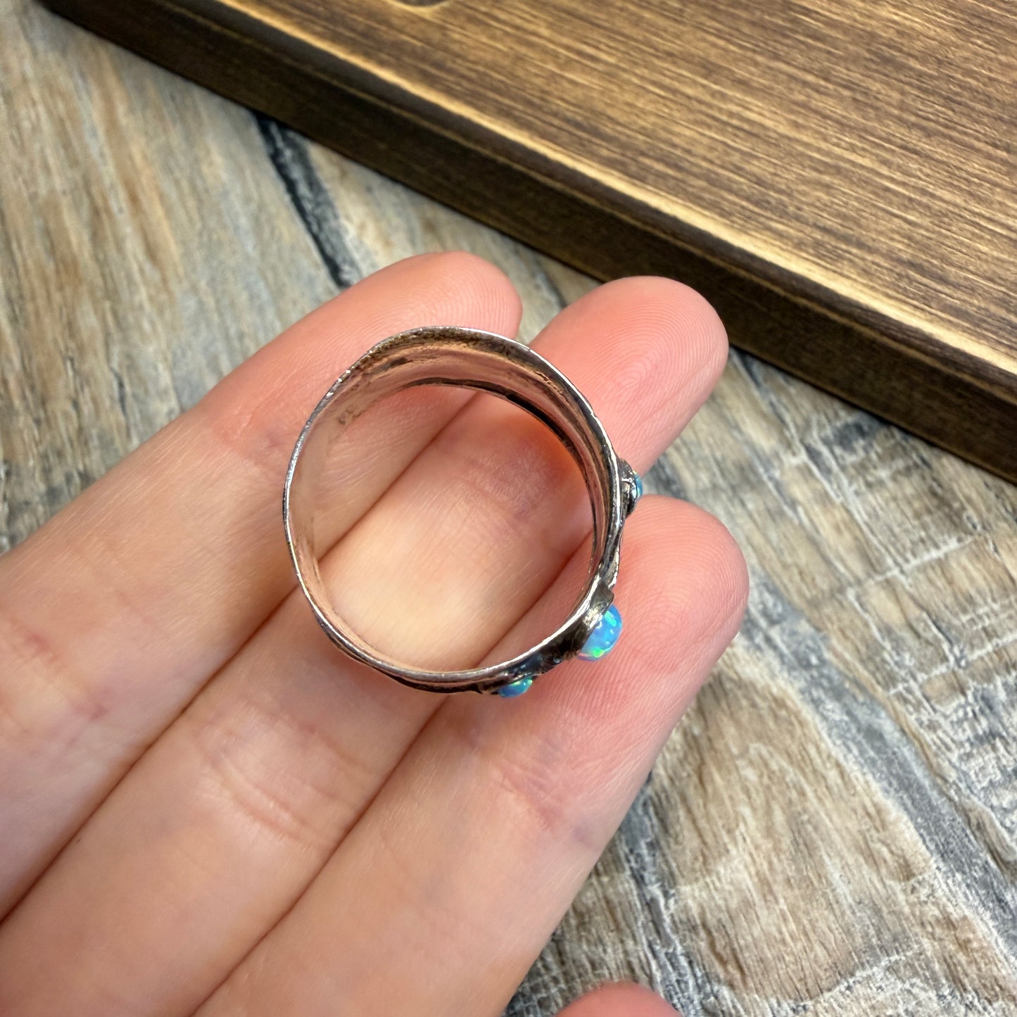 Dreamy Designer Didae Shablool Rose Gold / Sterling Silver Opal Ring size Q 1/2