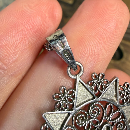 Whimsy Sterling Silver Filigree Star Presentosa Pendant Necklace