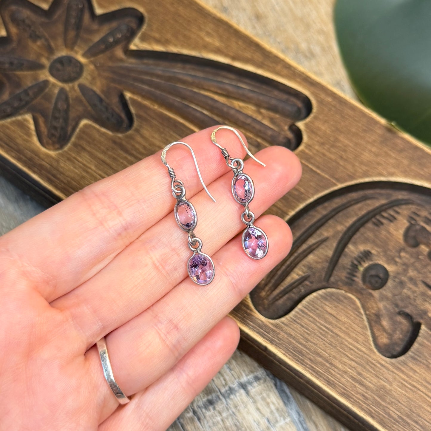 Whimsy Sterling Silver Amethyst Simple Drop Earrings