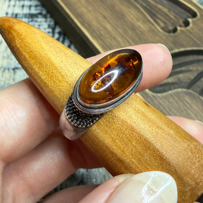 Dreamy Designer Suarti BA Amber Chunky Sterling Silver Ring size R