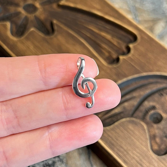 Sterling Silver Treble Clef Miniature Musical Pendant Charm