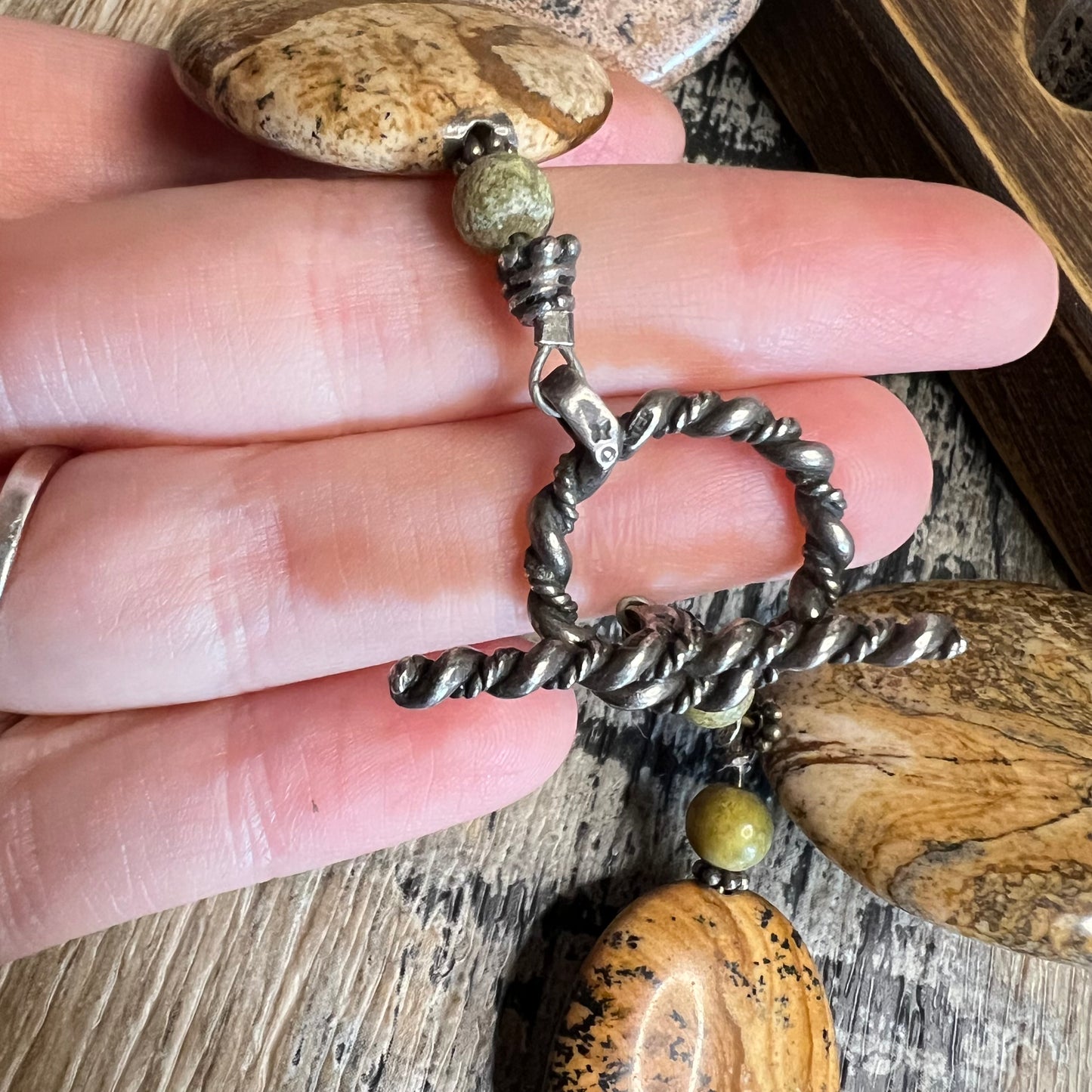 Beautiful Sunwest Silver Co Native American Sterling Silver Jasper Chunky Necklace