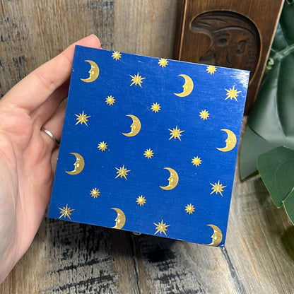 Celestial Moon and Star 90s Mini Three Drawer Storage / Jewellery Box Curio