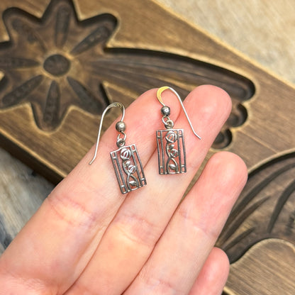 Classic Sterling Silver Celtic Rose Mackintosh Design Earrings