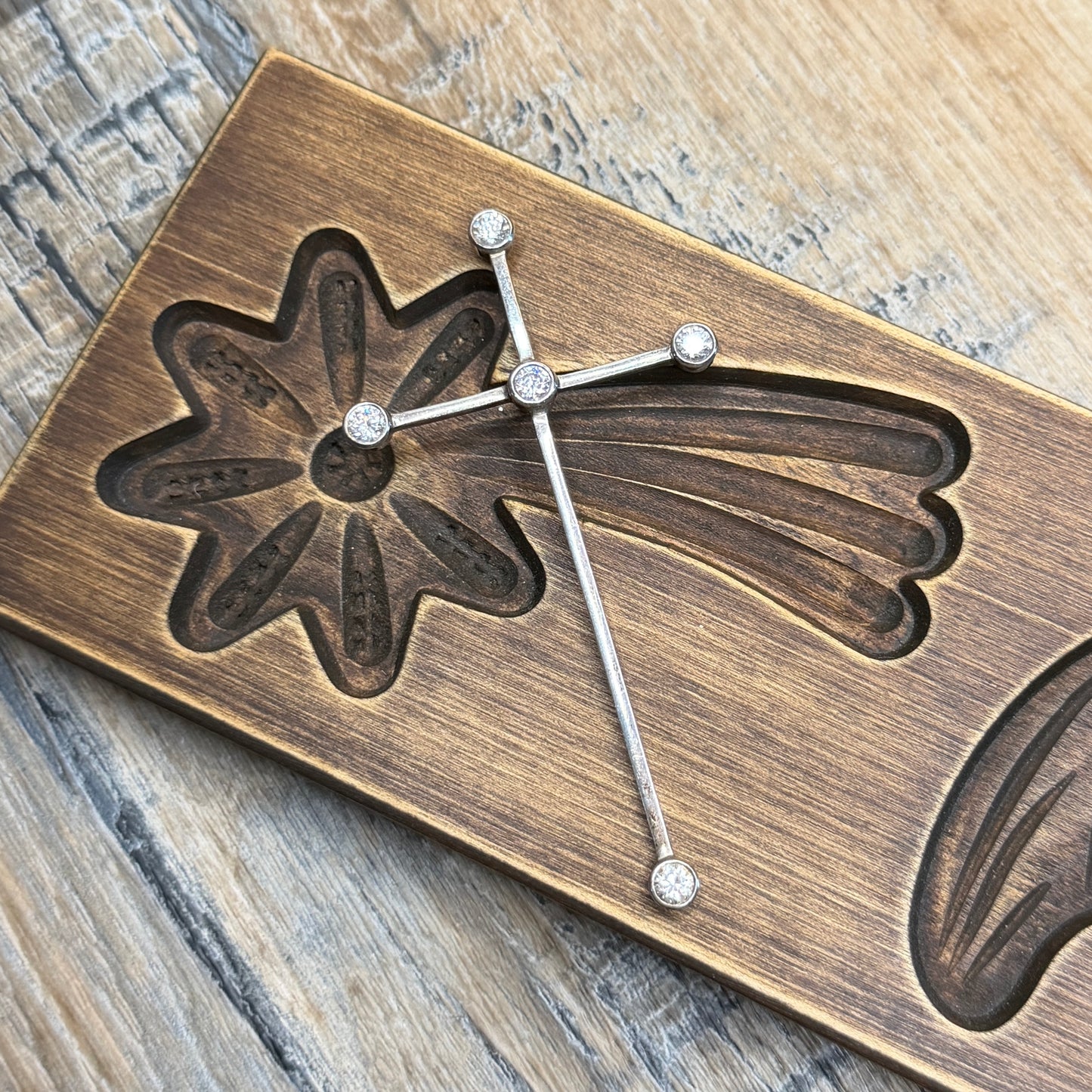 Whimsy Sterling Silver Huge Clear Stone Designer Cross Pendant