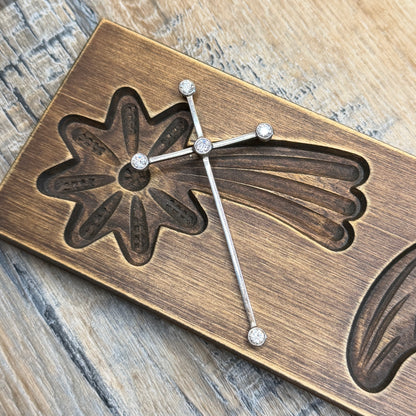 Whimsy Sterling Silver Huge Clear Stone Designer Cross Pendant