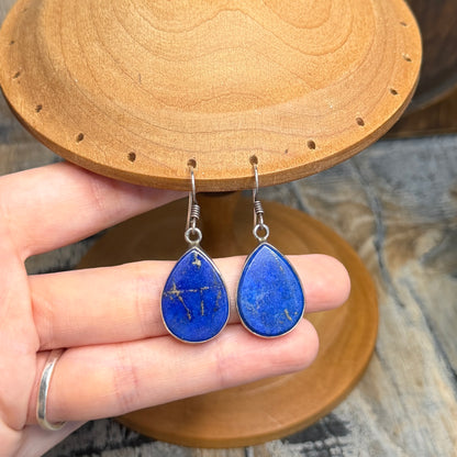 Chunky Sterling Silver Lapis Lazuli Teardrop Earrings