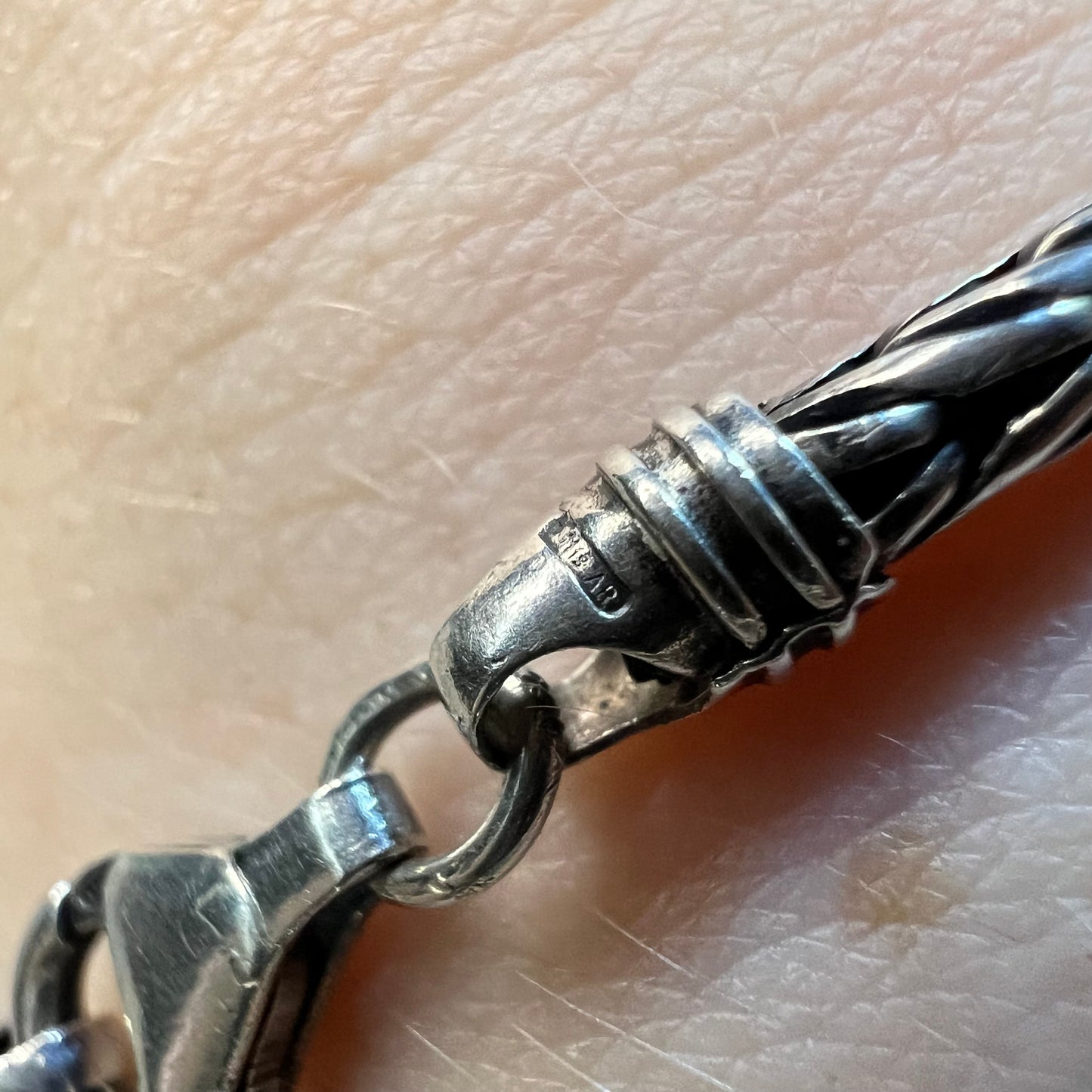 Sterling Silver Braided Foxtail Link Bracelet 7 1/2 Inch Length