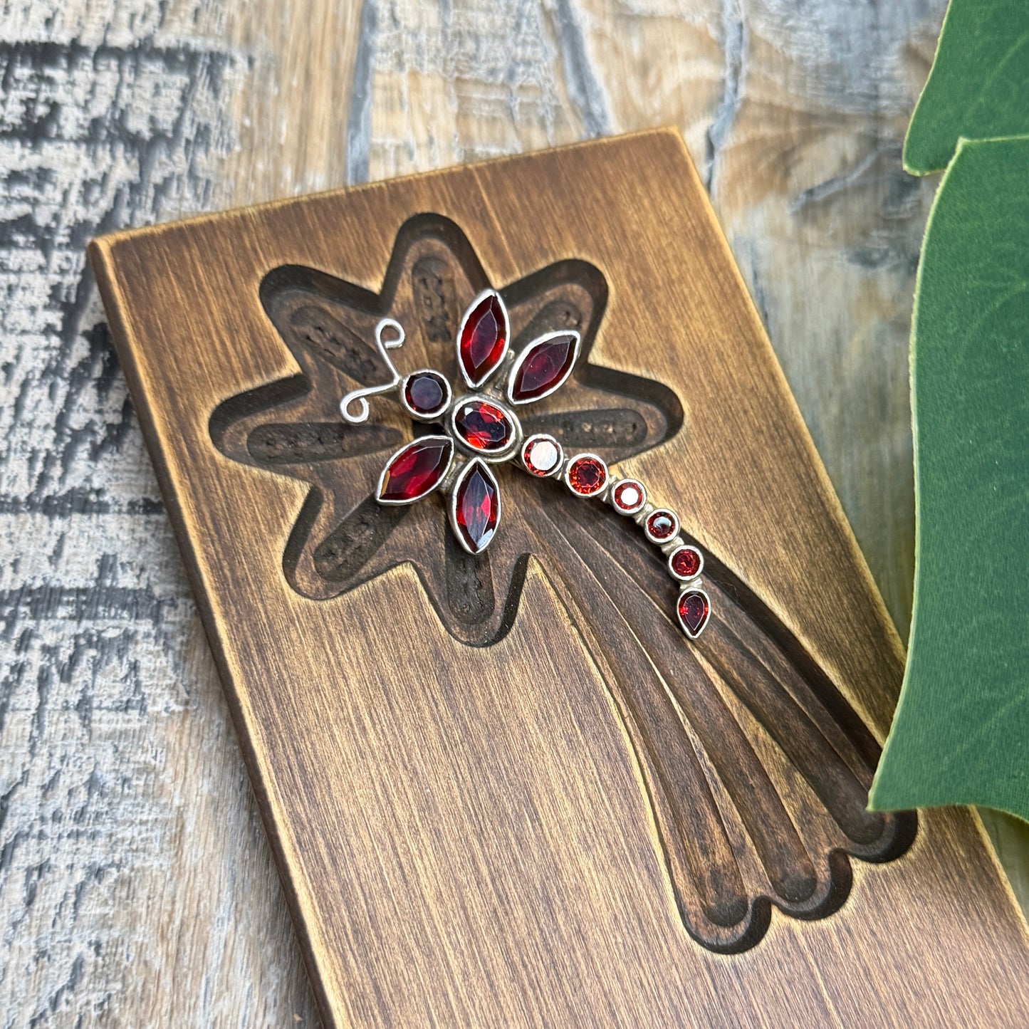 Dreamy Chunky Sterling Silver Faceted Garnet Dragonfly Pendant