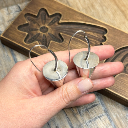 Stunning Sterling Silver Inverted Cone Statement Earrings