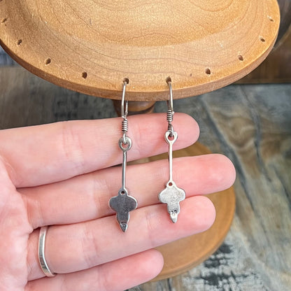 Chunky Boho Sterling Silver Clear Stone Drop Earrings