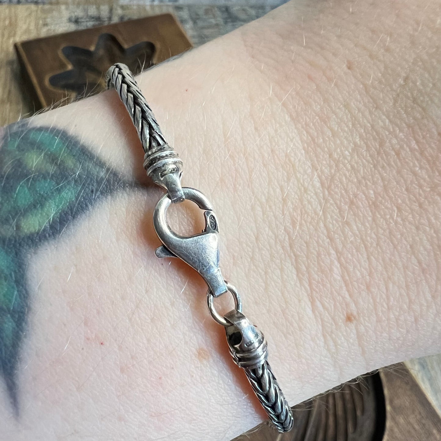 Sterling Silver Braided Foxtail Link Bracelet 7 1/2 Inch Length