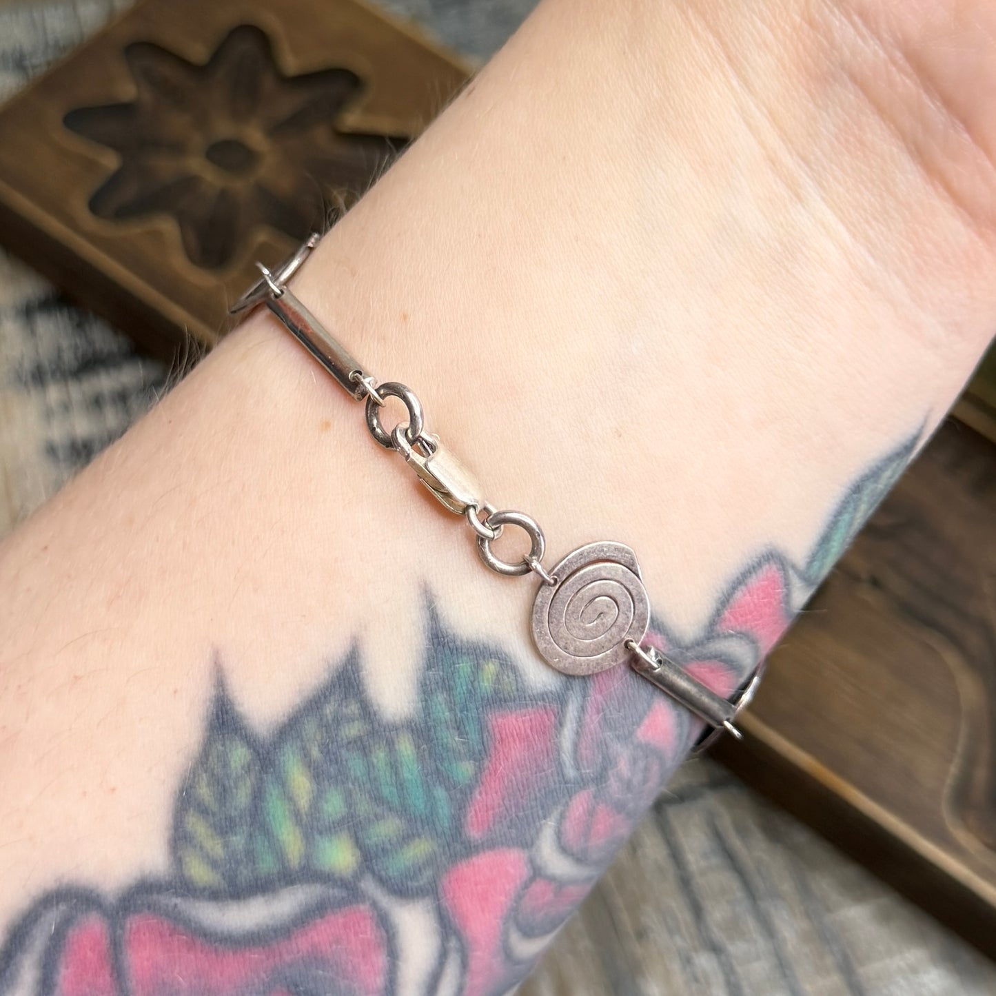 Dreamy Sterling Silver Mexican Designer MP Spiral Bracelet 8 Inches Length
