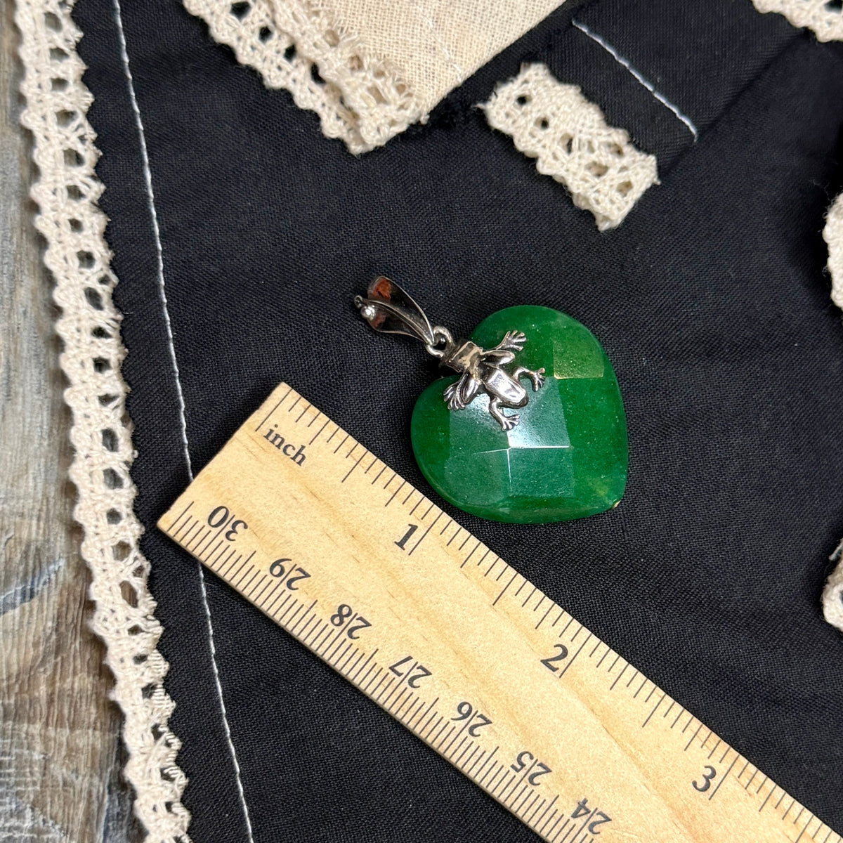 Whimsy Sterling Silver Faceted Green Gemstone Heart Frog Pendant