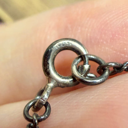 Spooky Oxidised Sterling Silver Cobweb Drop Pendant Necklace