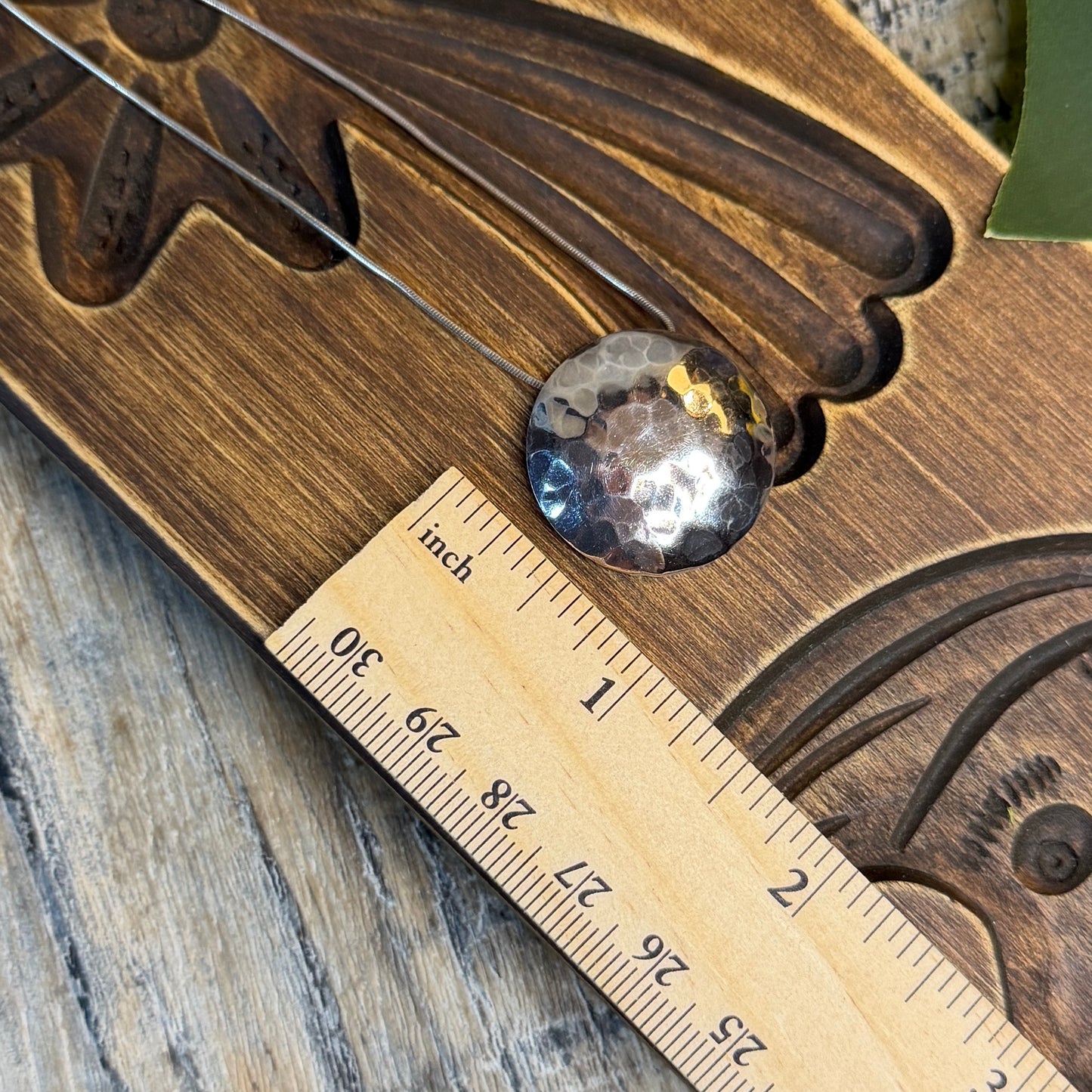 Dreamy Sterling Silver Artisan Hammered Moon Modernist Pendant Necklace