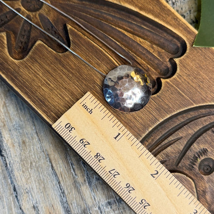 Dreamy Sterling Silver Artisan Hammered Moon Modernist Pendant Necklace