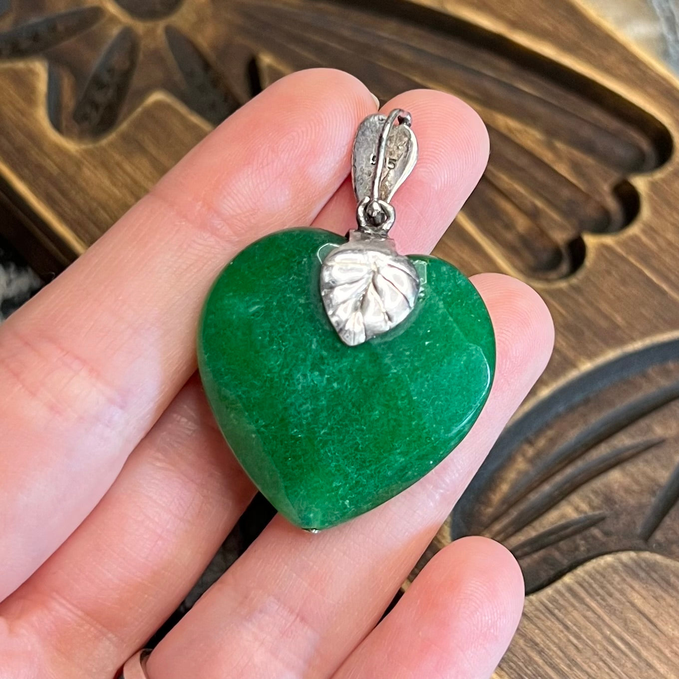 Whimsy Sterling Silver Faceted Green Stone Heart Frog Pendant