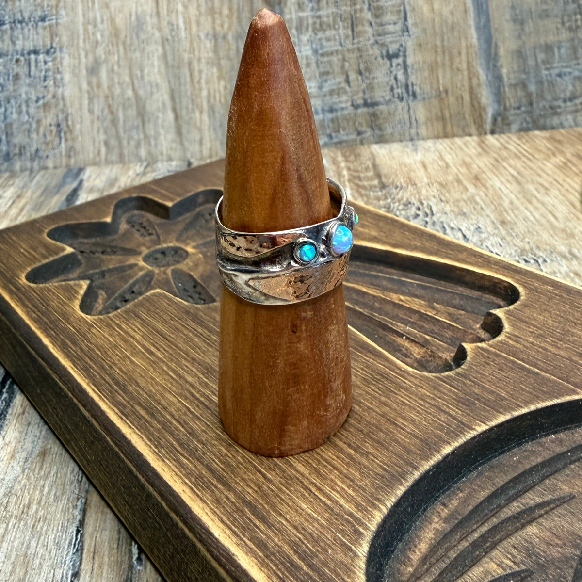 Dreamy Designer Didae Shablool Rose Gold / Sterling Silver Opal Ring size Q 1/2