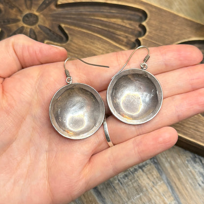 Beautiful Ethnic Sterling Silver Disk Woven Earrings