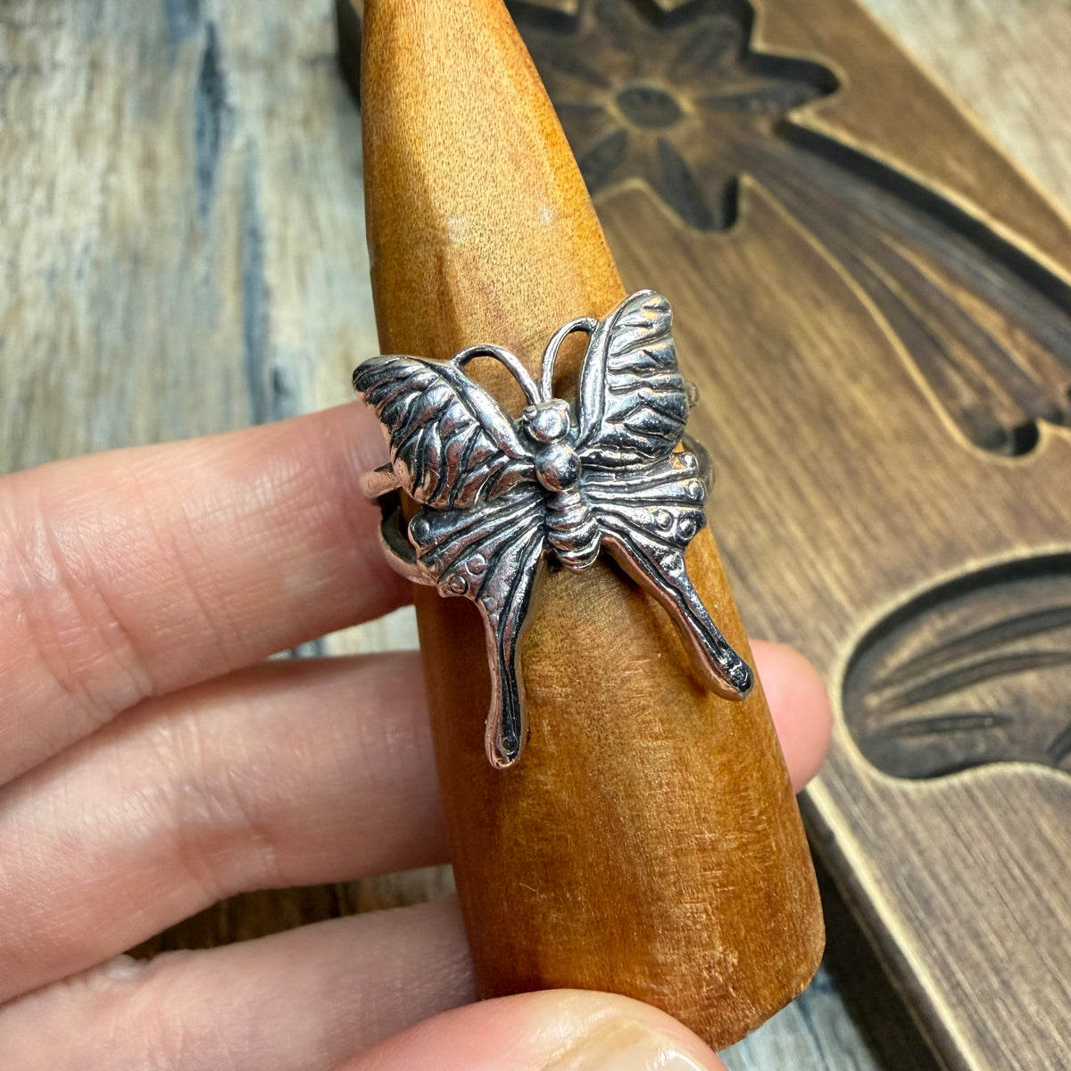 Whimsy Sterling Silver Luna Moth Ring size O
