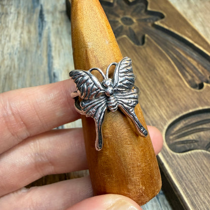 Whimsy Sterling Silver Luna Moth Ring size O