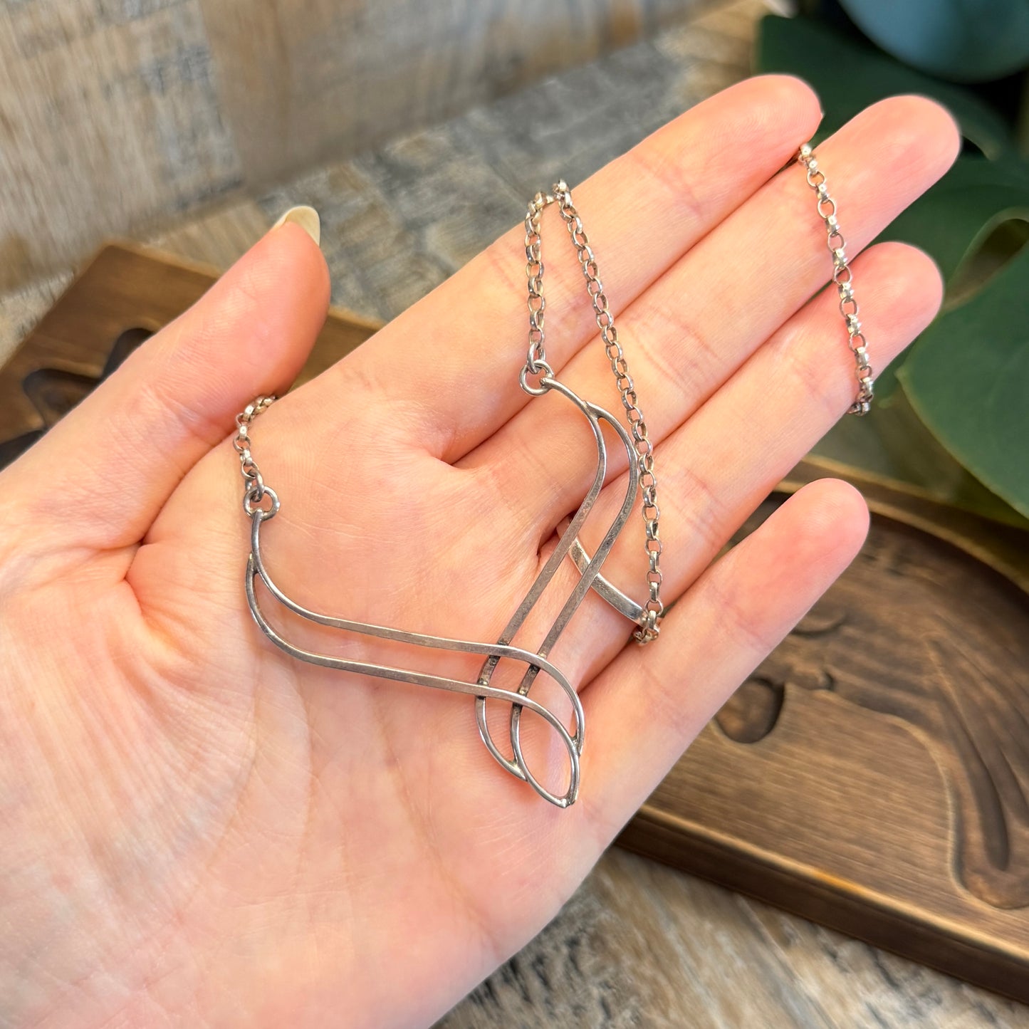 Vintage Sterling Silver Minimalist Statement Necklace