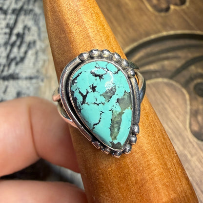 Beautiful Sterling Silver Pale Turquoise Coloured Stone Ring size M